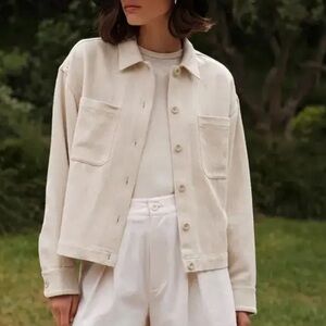 Jenni Kayne Cotton Linen Georgia Jacket in Natural Oversized XS